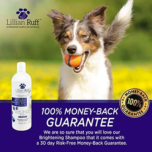 Lillian Ruff Berry Blue - Champú de arándanos para perros y gatos, elimina las manchas de rasgadura, hidrata la piel seca picazón, añade brillo y brillo a los abrigos, fabricado en Estados Unidos