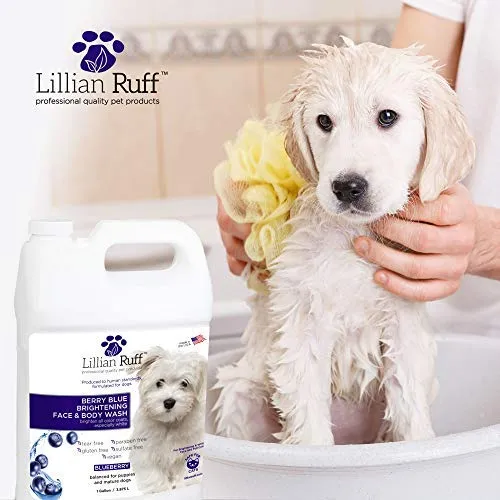 Lillian Ruff Berry Blue - Champú de arándanos para perros y gatos, elimina las manchas de rasgadura, hidrata la piel seca picazón, añade brillo y brillo a los abrigos, fabricado en Estados Unidos