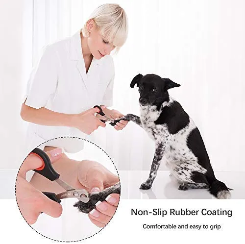 Anipaw - Cortaúñas para perros, acero inoxidable, mango antideslizante y cuchillas afiladas, protector de seguridad para evitar cortes excesivos, herramienta de aseo para todas las mascotas pequeñas y grandes, lima de uñas gratis