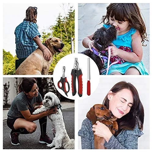 Anipaw - Cortaúñas para perros, acero inoxidable, mango antideslizante y cuchillas afiladas, protector de seguridad para evitar cortes excesivos, herramienta de aseo para todas las mascotas pequeñas y grandes, lima de uñas gratis