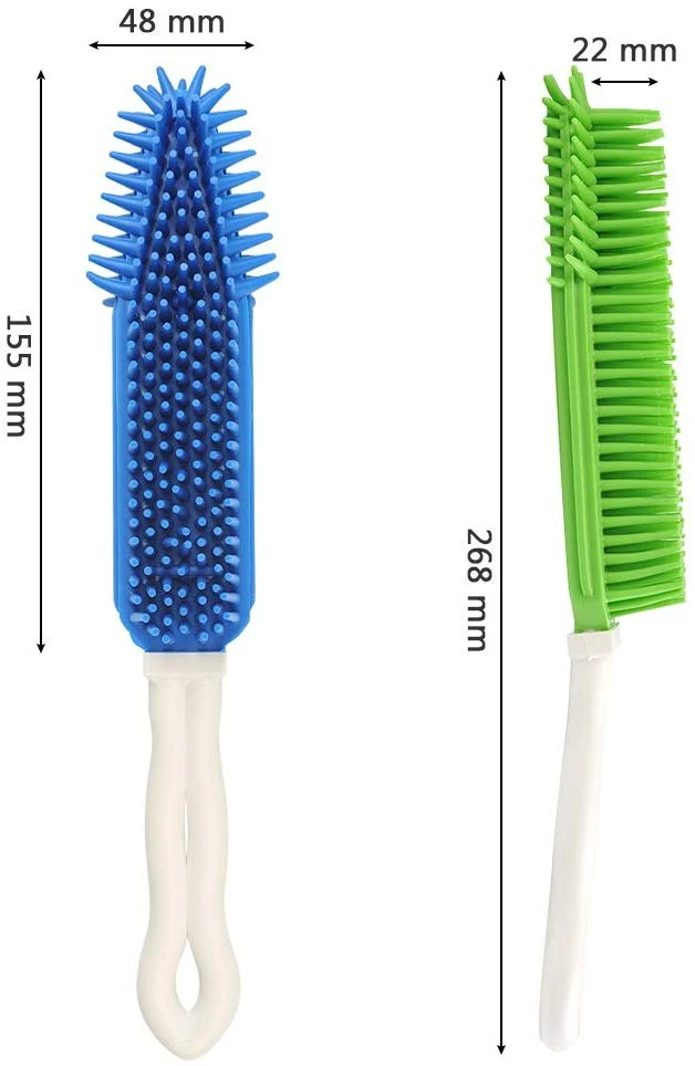 [2 piezas] Cepillo para quitar el pelo de las mascotas, el mejor cepillo para el coche y para detalles automáticos, cepillo portátil para perros y gatos, cepillo de masaje de goma para muebles, interior de coche, alfombra (azul y verde)