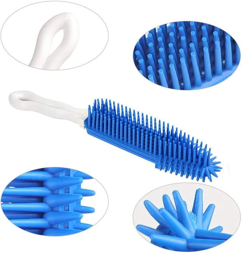 [2 piezas] Cepillo para quitar el pelo de las mascotas, el mejor cepillo para el coche y para detalles automáticos, cepillo portátil para perros y gatos, cepillo de masaje de goma para muebles, interior de coche, alfombra (azul y verde)