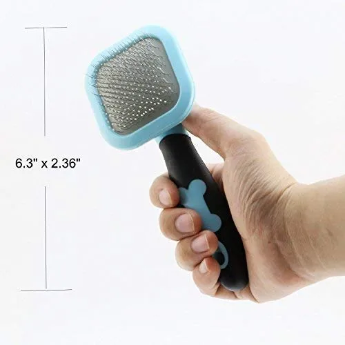 PETPAWJOY - Cepillo de masaje para perros y gatos, cepillo para desenredar, cepillo de aseo para Yorkie Poodle Maltese Puppy Guinea Pig Rabbit elimina suavemente la capa inferior suelta y se adapta a pelo largo y corto
