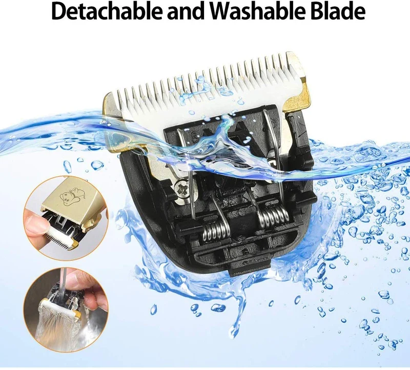 Maxshop Kit de corte de pelo para perros y gatos. Clippers eléctrico de bajo ruido recargable inalámbricos (Oro + Negro)