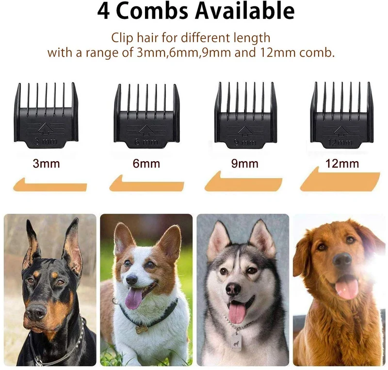Maxshop Kit de corte de pelo para perros y gatos. Clippers eléctrico de bajo ruido recargable inalámbricos (Oro + Negro)