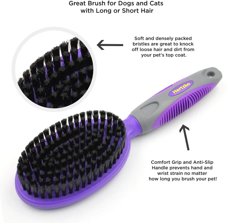 Pincel de cerdas por hertzko – para perros y gatos con larga o de pelo corto – densa cerdas quitar el vello Loose, dander, polvo y suciedad de su Mascota de parte superior Coat