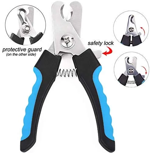 Freewindo - Juego de tijeras de peluquería para perros, punta redonda de seguridad, tijeras de acero inoxidable para perros y cortaúñas para perros para el cuidado de todo el cuerpo