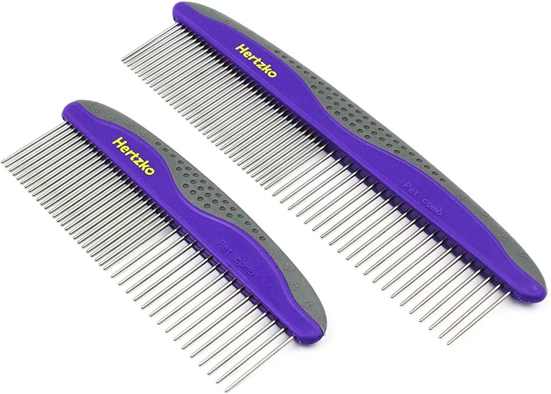 2 unidades Pet Peine peines por hertzko – Grande y Pequeño incluido para tanto grande y pequeño esferas – Elimina los enredos, Nudos, Loose Fur y la suciedad. Ideal para uso diario para perros y gatos con corto o cabello largo