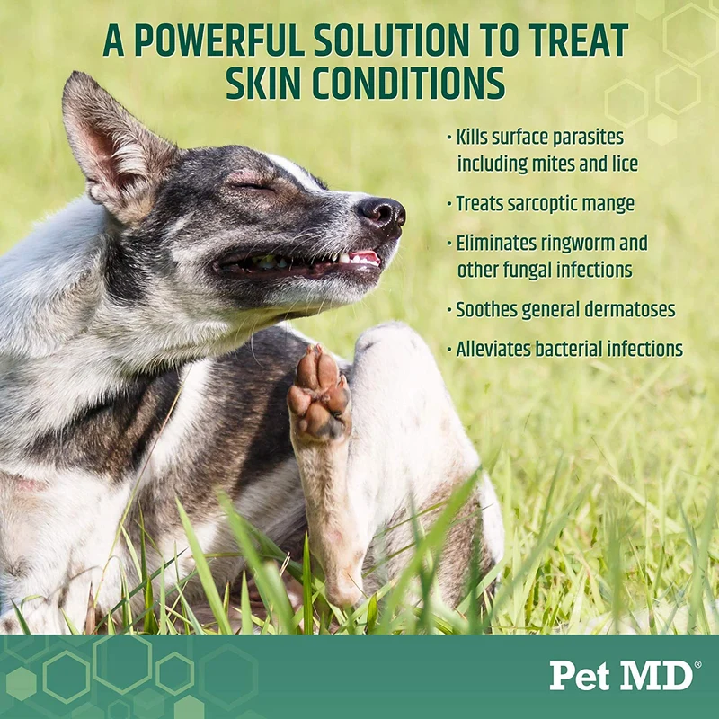 Pet MD Lime Sulfur Dip for Dogs, Cats, Horses - Mange Treatment, Ringworm, Skin Mites, Lice, Fungal and Bacterial Infections - 16 oz Shampoo
