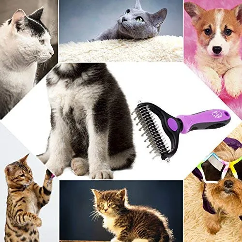 Bencmate Herramienta de peine desengrasante para perros, gatos, mascotas, rastrillo con doble cara, elimina suavemente los nudos de la capa inferior