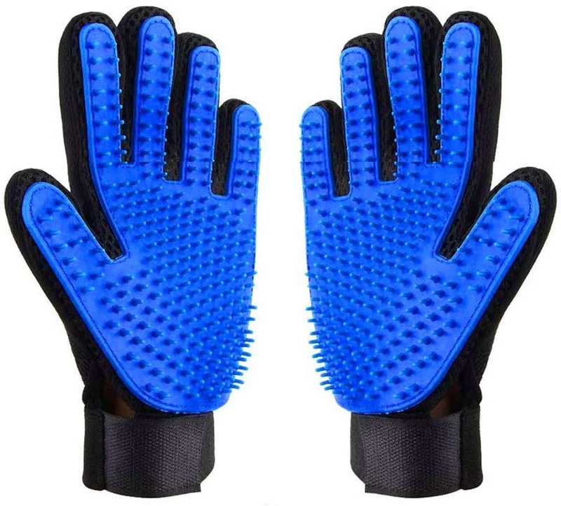 AUBBC - Guantes de aseo para mascotas, 5 unidades, 259 suaves, con 1 cepillo de dientes de doble cabeza, 2 cepillos de dientes de dedo, 1 juguete de cuerda, herramienta de desenredado para gatos y perros