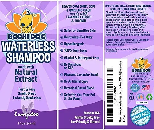 Champú para perros sin agua | Champú seco natural para perros o gatos no requiere enjuague | 100% no tóxico con extracto natural | Tratamiento aprobado por veterinarios - Fabricado en Estados Unidos - 1 botella de 8.1 fl oz