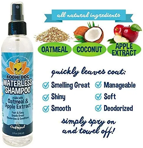 Champú para perros sin agua | Champú seco natural para perros o gatos no requiere enjuague | 100% no tóxico con extracto natural | Tratamiento aprobado por veterinarios - Fabricado en Estados Unidos - 1 botella de 8.1 fl oz
