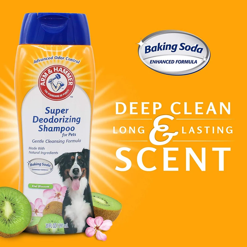 Champú desodorante para perros Arm & Hammer | Champú eliminador de olores para perros y cachorros smelly | Kiwi Blossom, 20 oz