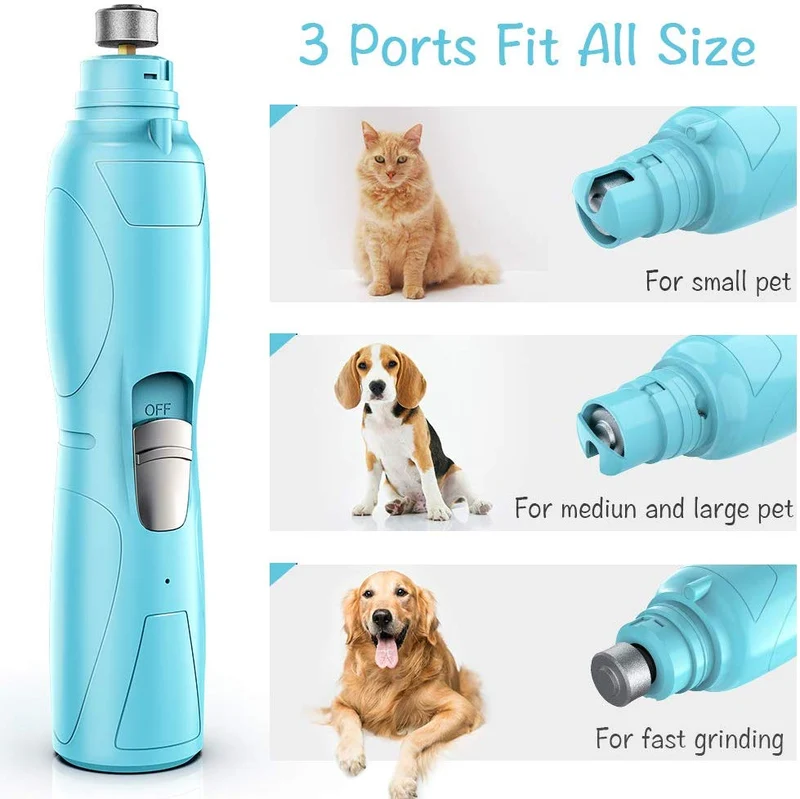 RUCACIO cortaúñas eléctrico para mascotas, para perros y gatos de raza, tamaño pequeño, mediano y grande, para el cuidado y suavizado, molinillo de uñas eléctrico profesional de 2 velocidades.