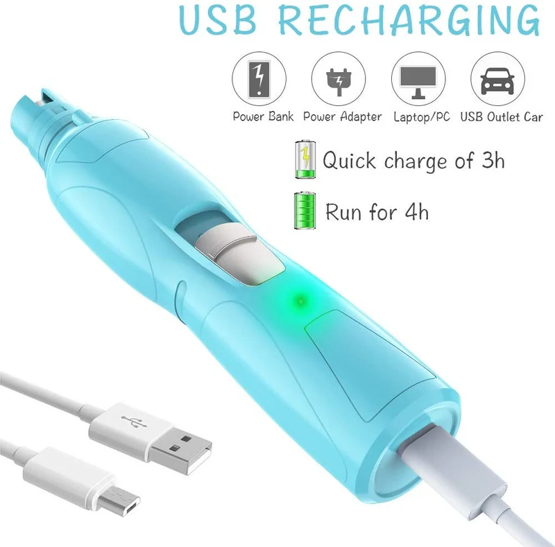 RUCACIO cortaúñas eléctrico para mascotas, para perros y gatos de raza, tamaño pequeño, mediano y grande, para el cuidado y suavizado, molinillo de uñas eléctrico profesional de 2 velocidades.
