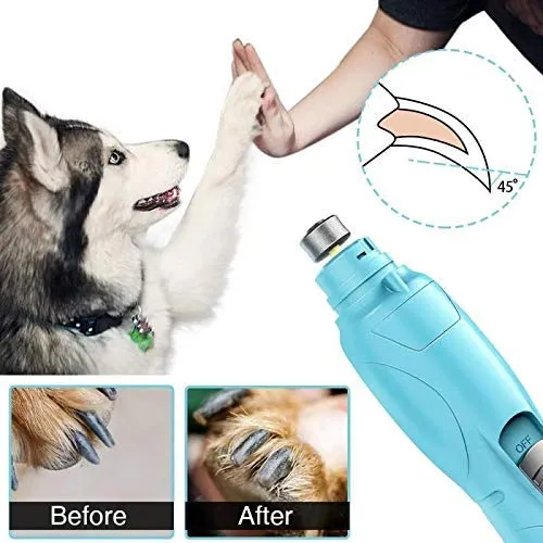 RUCACIO cortaúñas eléctrico para mascotas, para perros y gatos de raza, tamaño pequeño, mediano y grande, para el cuidado y suavizado, molinillo de uñas eléctrico profesional de 2 velocidades.
