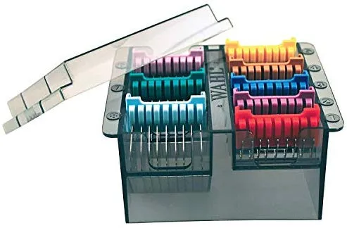 Wahl 3379 - Juego de peines de acero inoxidable con guía de fijación para cortadores de caballos y perros de Wahl Bravura, Arco, Chromado, Figura, y Motion Pet, Dog, Cat