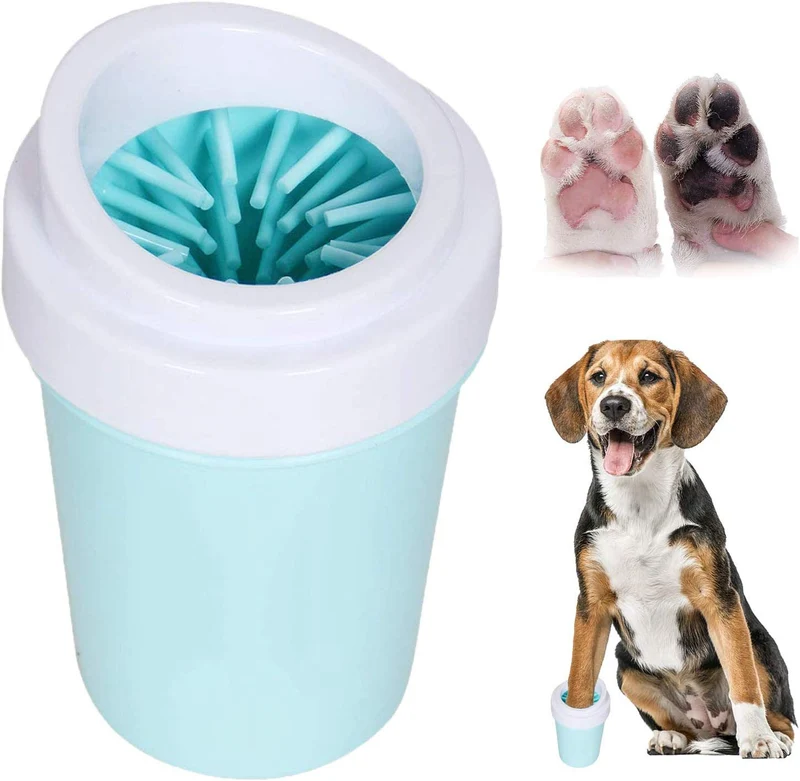 Bealy - Limpiador de huellas de perro grande y pequeño, fácil de usar, portátil, limpiador de patas de perro, con arandelas de silicona
