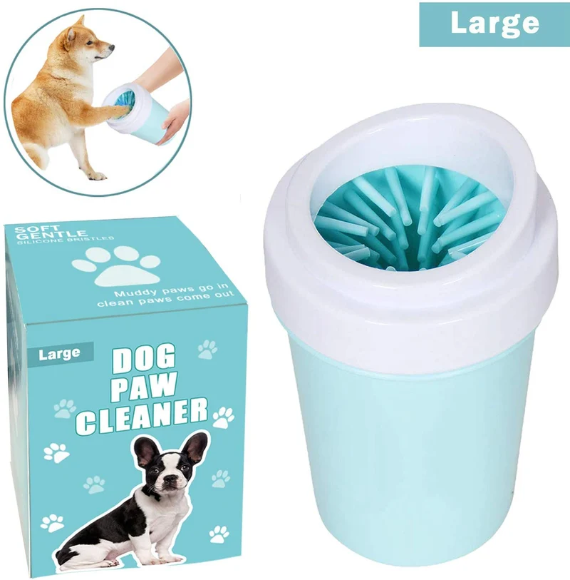 Bealy - Limpiador de huellas de perro grande y pequeño, fácil de usar, portátil, limpiador de patas de perro, con arandelas de silicona