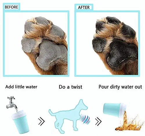Bealy - Limpiador de huellas de perro grande y pequeño, fácil de usar, portátil, limpiador de patas de perro, con arandelas de silicona