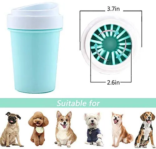 Bealy - Limpiador de huellas de perro grande y pequeño, fácil de usar, portátil, limpiador de patas de perro, con arandelas de silicona
