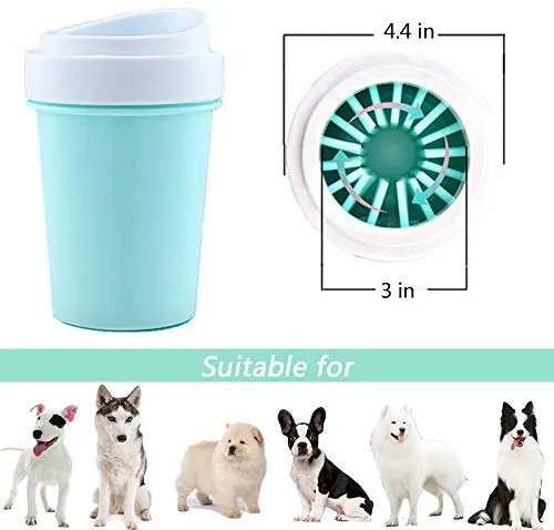 Bealy - Limpiador de huellas de perro grande y pequeño, fácil de usar, portátil, limpiador de patas de perro, con arandelas de silicona
