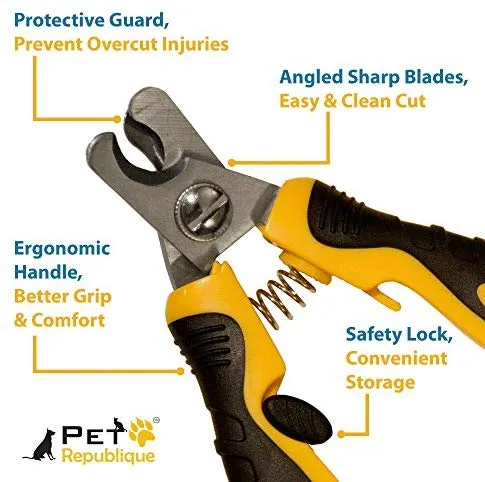 Cortaúñas para perro profesionales Pet Republique ® con filtro opcional, para gatos y cachorros pequeños, medianos y grandes, para recortar garras de aves grandes, con protección y cerradura