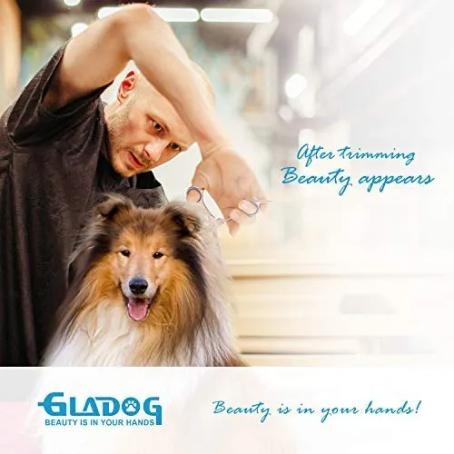 GLADOG - Tijeras de aseo profesional para perros con puntas redondas de seguridad, 4 en 1, juego de tijeras de aseo para perros y gatos
