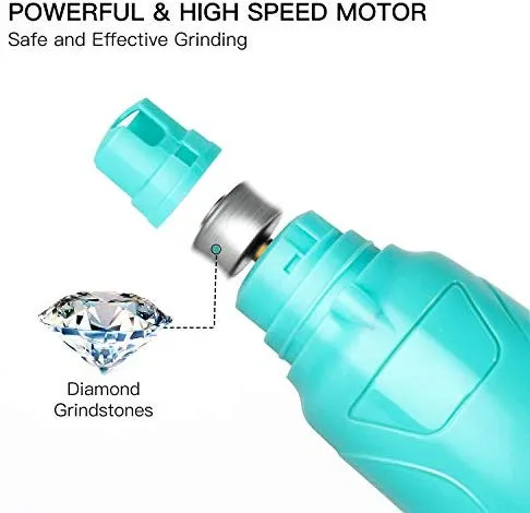 Toozey Molinillo de uñas para perro con 2 ruedas de molienda, profesional, 2 velocidades, eléctrico, recargable, bajo nivel de ruido, cortaúñas para mascotas, sin dolor, cuidado y suavizante para perros y gatos pequeños y medianos