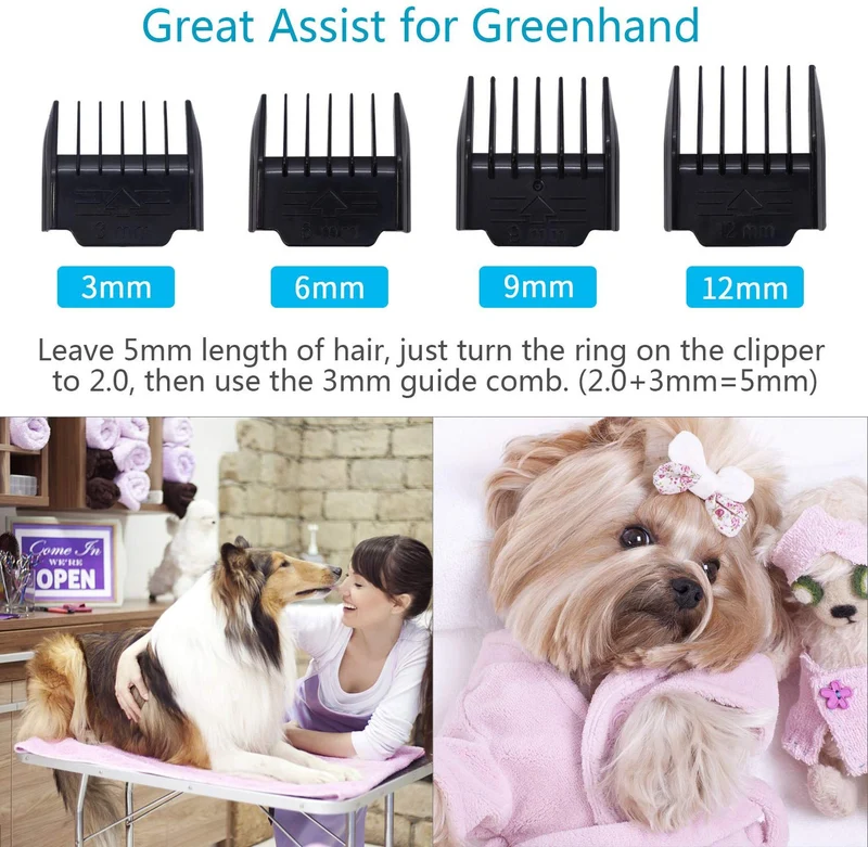 Máquina profesional para cortar pelo en perro y gato con cuchillas desmontables. Máquina inalámbrica, recargable, para cortar y recortar pelo grueso de mascotas, Dorado