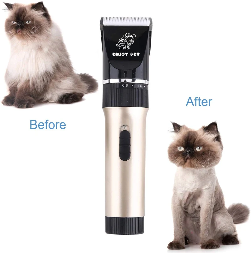 Máquina profesional para cortar pelo en perro y gato con cuchillas desmontables. Máquina inalámbrica, recargable, para cortar y recortar pelo grueso de mascotas, Dorado