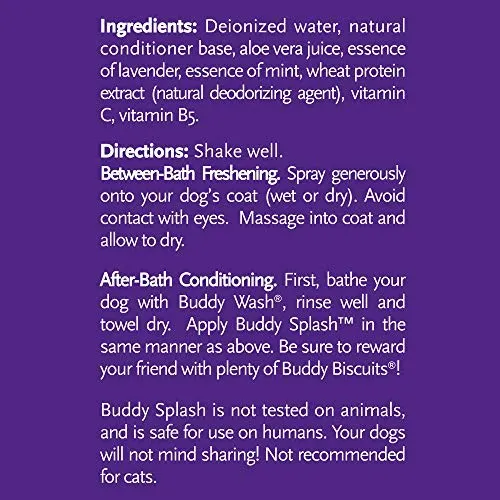 Buddy Splash - Desodorizador y acondicionador para perros, fórmula fácil de rociar para aseo