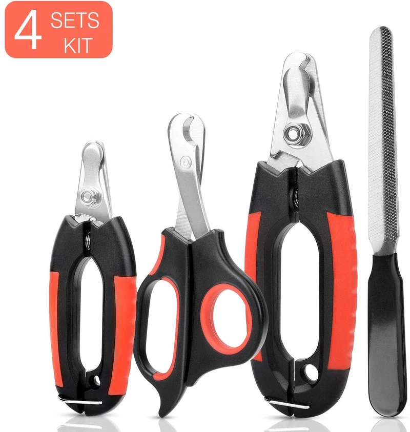 Kissin - Cortaúñas para perros, protección de seguridad rápida para evitar cortes en exceso, cortaúñas de acero inoxidable 4 en 1, para mascotas, profesional y seguro