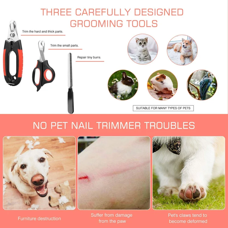 Kissin - Cortaúñas para perros, protección de seguridad rápida para evitar cortes en exceso, cortaúñas de acero inoxidable 4 en 1, para mascotas, profesional y seguro