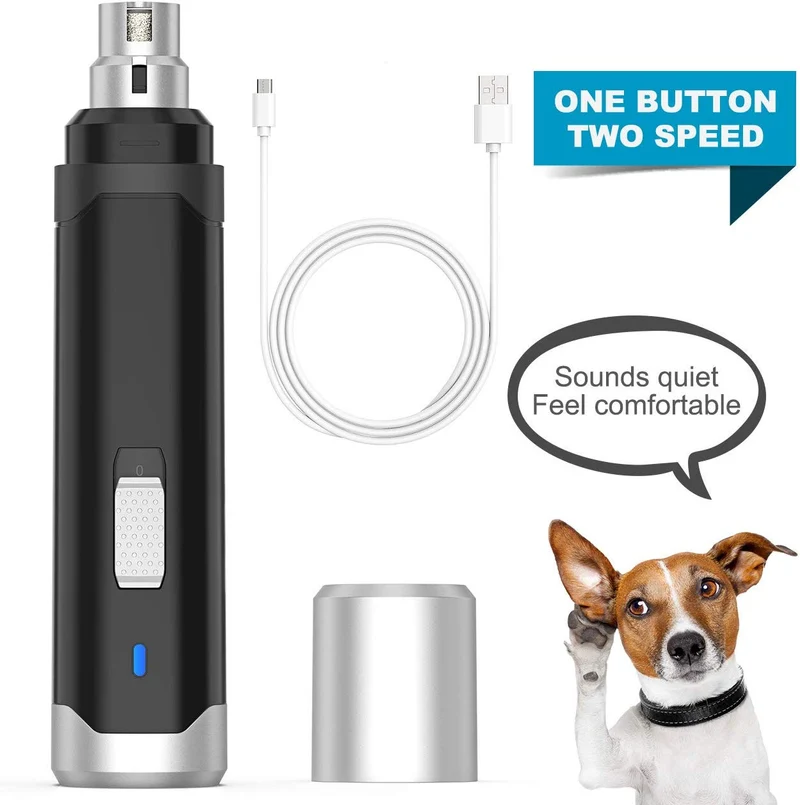 oneisall - Molinillo de uñas para perros, 2 velocidades, silencioso, recargable por USB, profesional, para mascotas, cuidado de uñas y cuidado de garras para perros y gatos pequeños, medianos y grandes