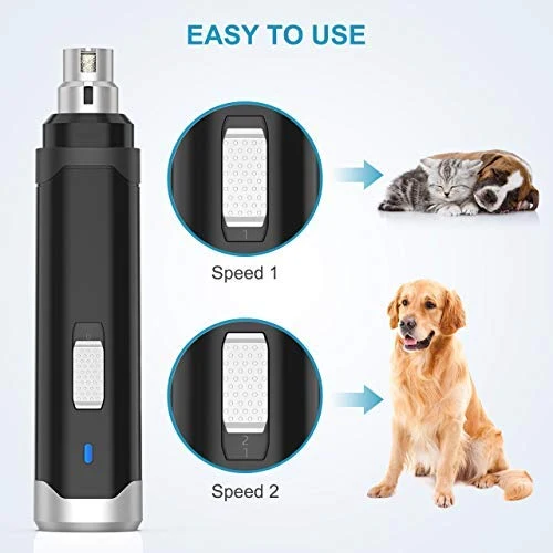 oneisall - Molinillo de uñas para perros, 2 velocidades, silencioso, recargable por USB, profesional, para mascotas, cuidado de uñas y cuidado de garras para perros y gatos pequeños, medianos y grandes