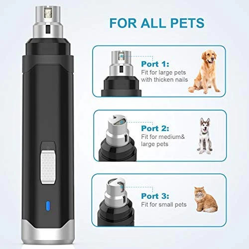 oneisall - Molinillo de uñas para perros, 2 velocidades, silencioso, recargable por USB, profesional, para mascotas, cuidado de uñas y cuidado de garras para perros y gatos pequeños, medianos y grandes