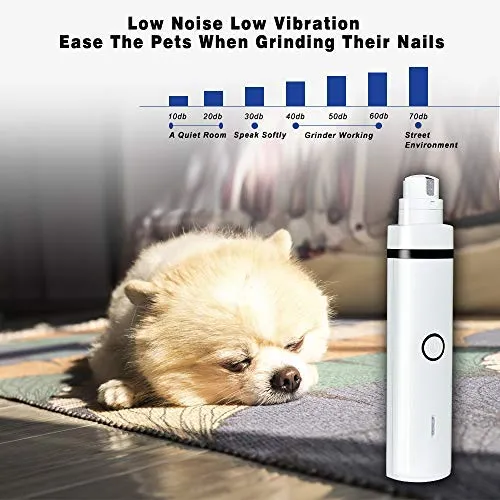 Pieviev Molinillo de uñas eléctrico para perros, 2 velocidades, cortaúñas para perros y gatos, 3 en 1, multifunción, portátil y recargable, suave y sin dolor para las patas para el cuidado de las uñas
