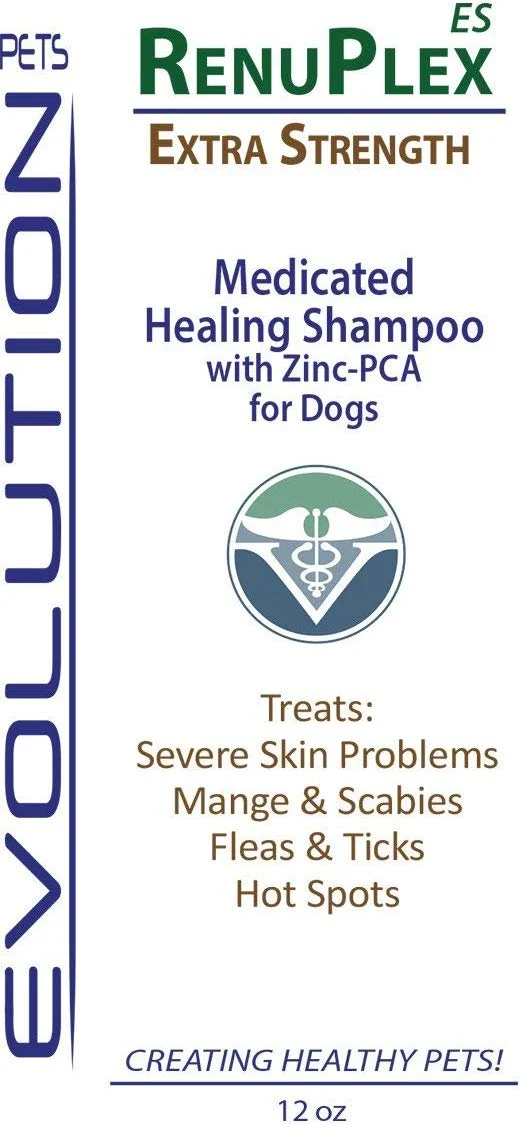 Champú para perros tratados por sarna. Champú antihongos RenuPlex, extra fuerte para perros. Elimina sarna, ácaros y costras. Champú antihongos, All Natural para perro. .