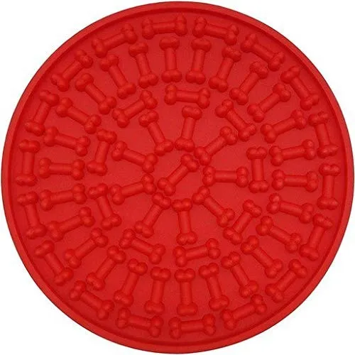 Tysons Pet Treats - 2 almohadillas de limpieza para perros, para baño y aseo lento, dispositivo de distracción, potentes ventosas en la parte posterior, para entrenamiento, simplemente añade mantequilla de maní (rojo y azul)