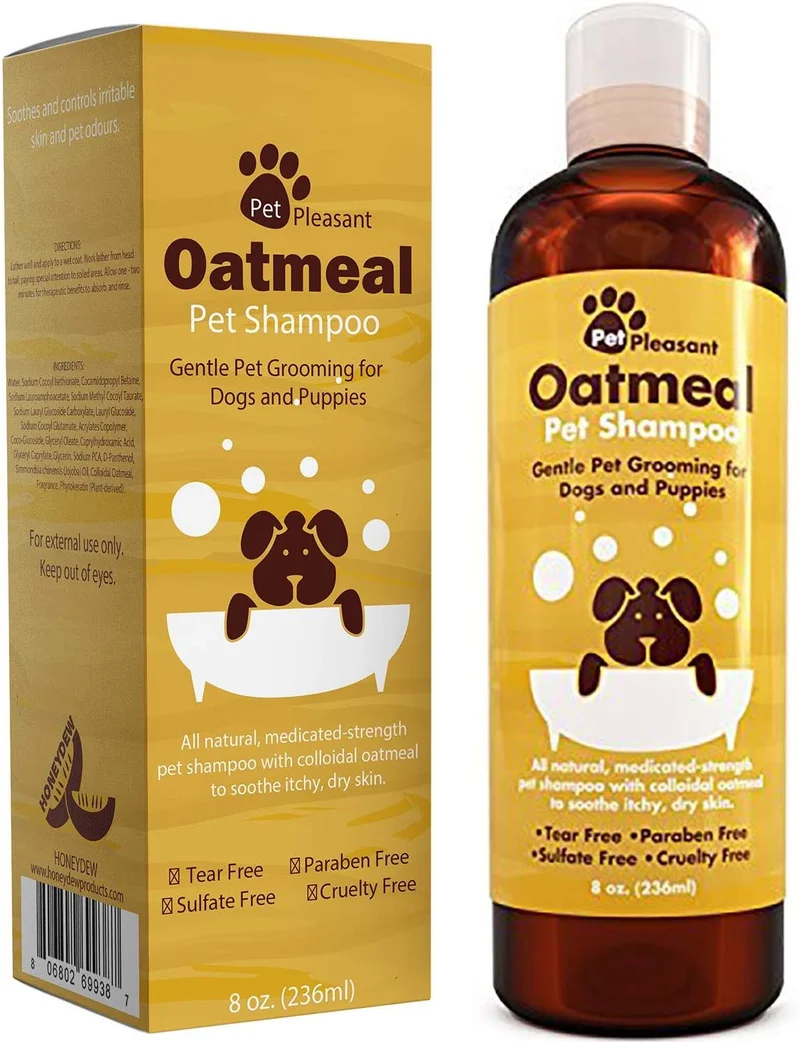 HONEYDEW Champú de avena para mascotas para perros y cachorros – El mejor champú y acondicionador natural para pieles irritadas y secas – Desodorante de fuerza medicada – 8 oz
