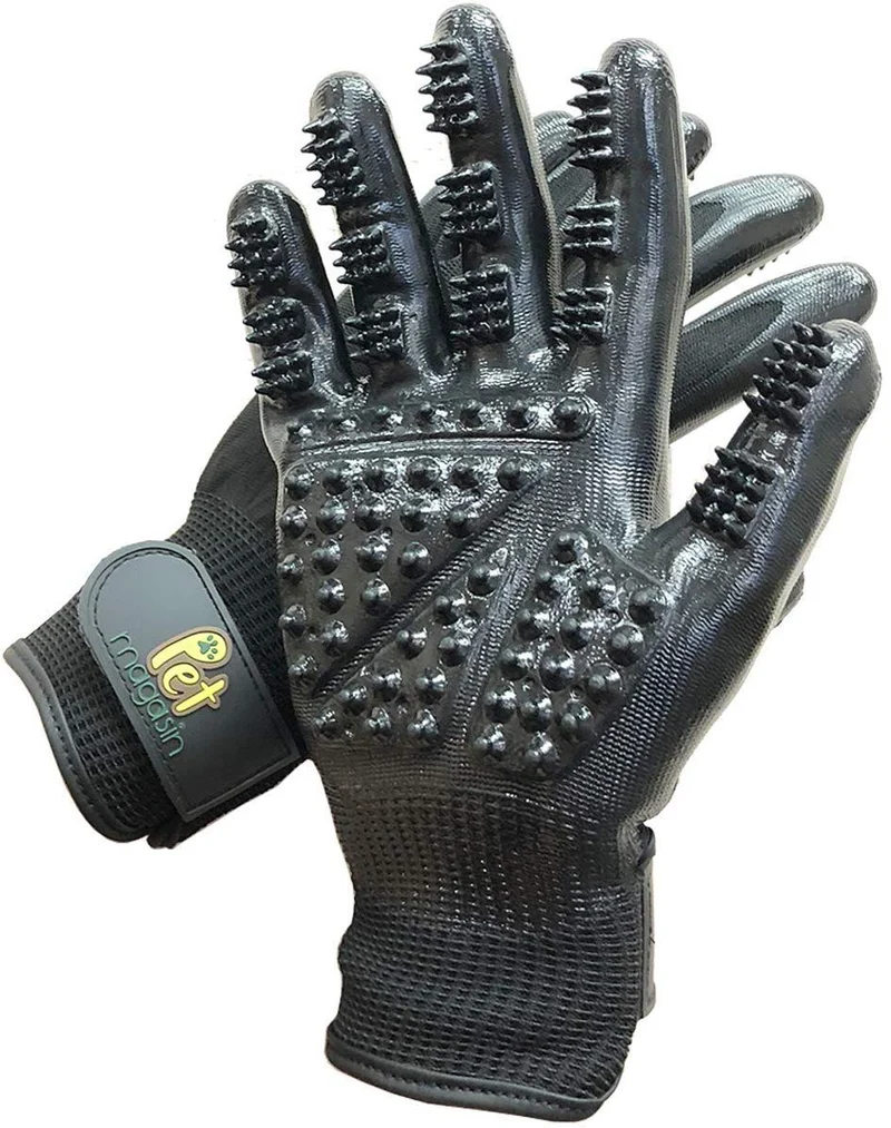 Guantes de aseo para mascotas Magasin [un par completo para ambas manos] – Guante de peluquería y baño para perros, gatos, caballos y otros animales con pelo largo y corto