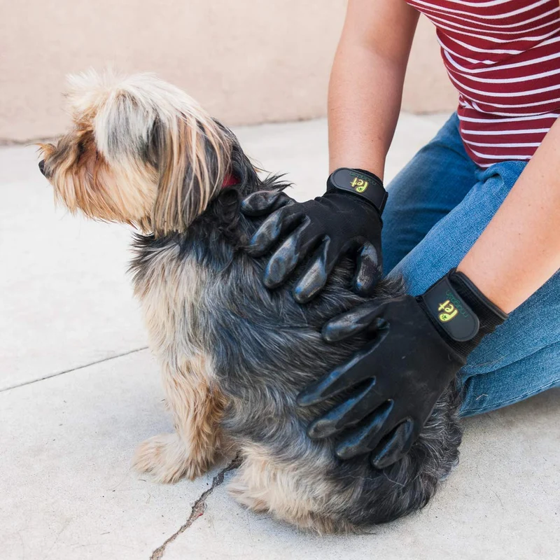 Guantes de aseo para mascotas Magasin [un par completo para ambas manos] – Guante de peluquería y baño para perros, gatos, caballos y otros animales con pelo largo y corto