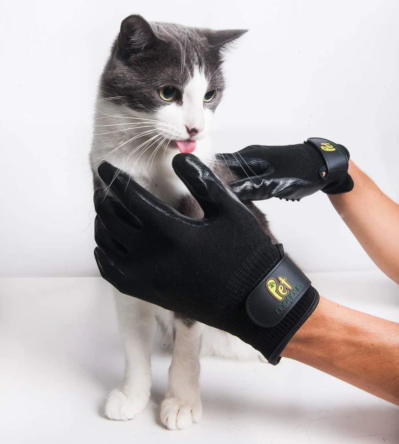 Guantes de aseo para mascotas Magasin [un par completo para ambas manos] – Guante de peluquería y baño para perros, gatos, caballos y otros animales con pelo largo y corto