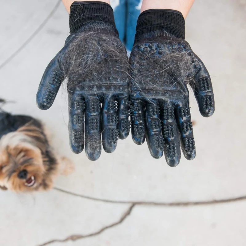 Guantes de aseo para mascotas Magasin [un par completo para ambas manos] – Guante de peluquería y baño para perros, gatos, caballos y otros animales con pelo largo y corto