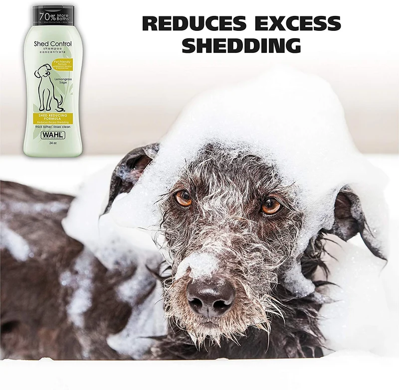 Wahl Shed Control Champú para mascotas para derrames de animales y caspa – Limoncillo, salvia, avena y aloe para pelaje y piel saludables – 24 oz