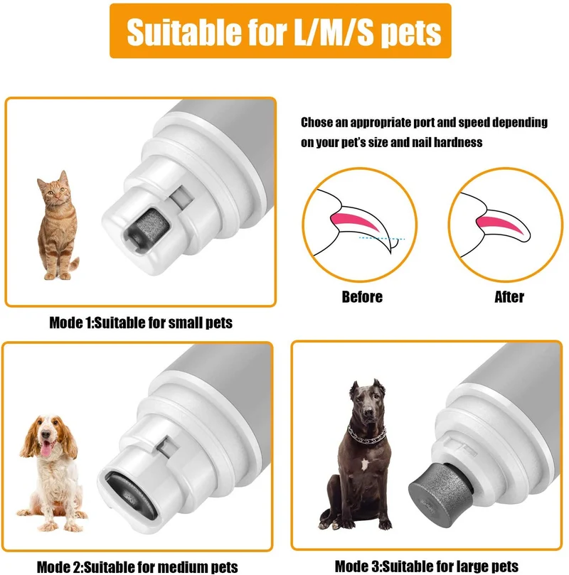 DamKee - Molinillo de uñas de perro de velocidad continua para perros y gatos