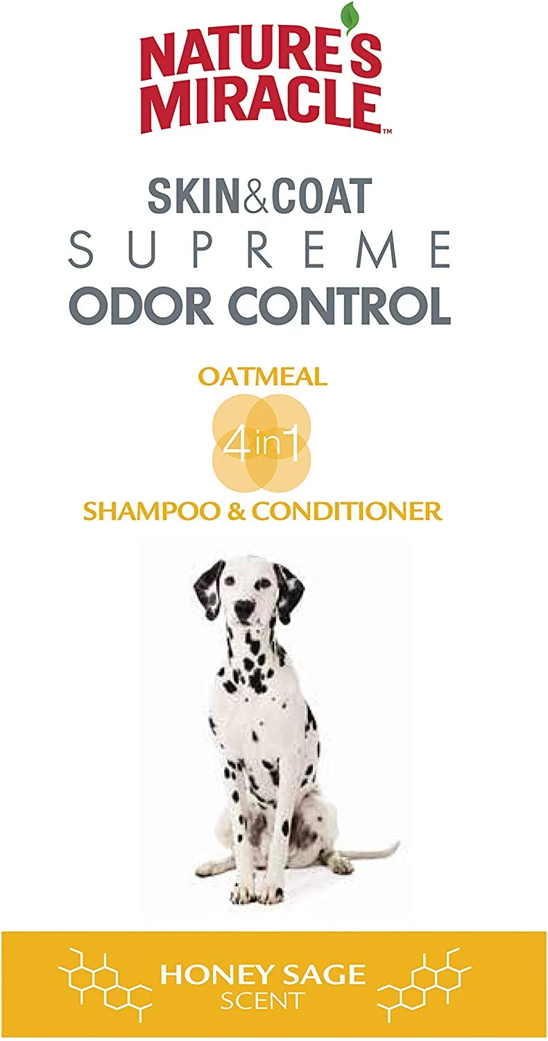 Champú y acondicionador Nature's Miracle Supreme Odor Control natural de avena, con aroma a miel salvia, de 32 onzas