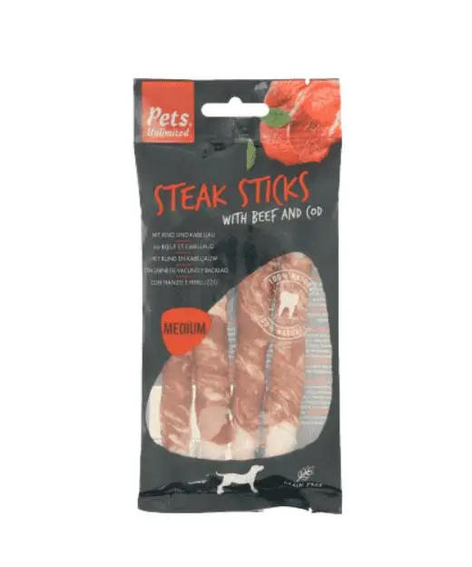 Snack Dog Pets Steak Sticks Large Beef 240 g
